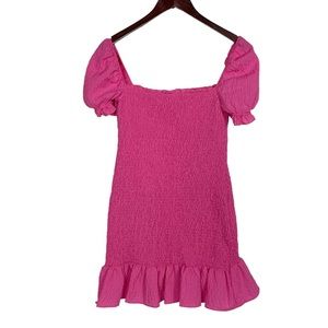 NWT Zara Pink Ruched Cap Sleeve Mini Dress Size Medium